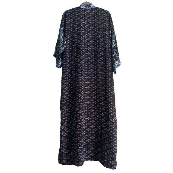 Lara Ethnics Bohemian Gypsy Hippie Satin Kimono Floral Paisley Maxi One Size - Picture 3 of 8